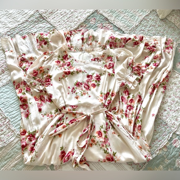 Baltic Born Medium Cream Pink Floral Charming Maxi Dress Shabby Chic - Picture 6 of 8